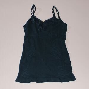 Guilty Teal Fitted Tank With Lace Trim And Gems Size S
